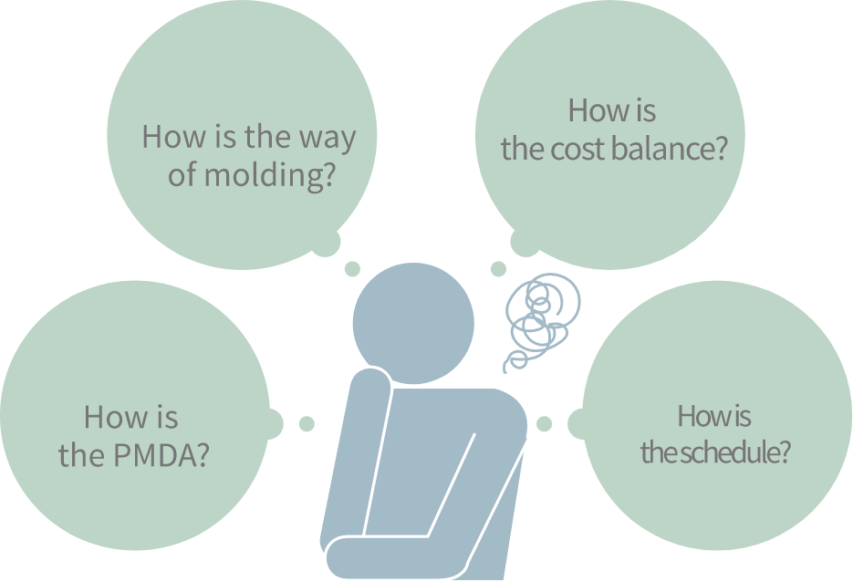 How is the way of molding?How is the cost balance?How is the PMDA?How is the schedule?